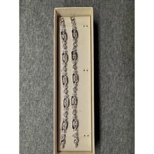 Nolan Miller Duel Bracelet Set Silvertone & Crystal Original Box NEW